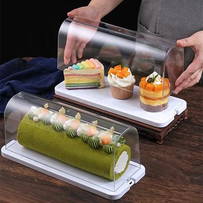 Caja de exhibición transparente de rollos de pastel de grado alimenticio, caja de almacenamiento para mantener frescos los postres, cajas de embalaje de pan, cajas refrigeradas para el hogar