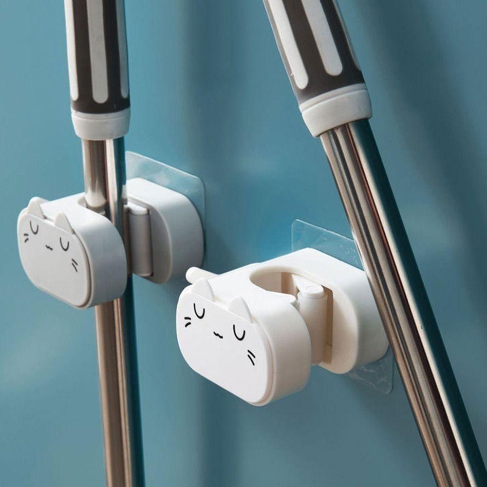 Cartoon-Katze Wandbehang Mopp Besen Wasserdicht Toiletten-Aufbewahrungsregal Festes Moppregal für den Haushalt