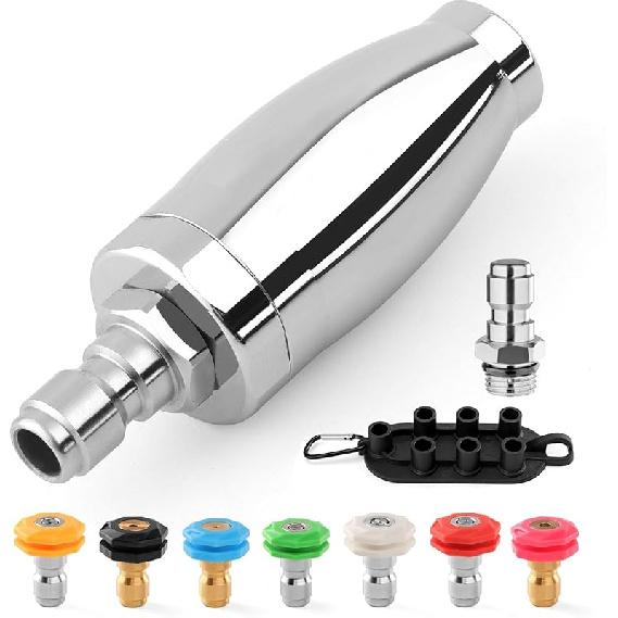 Турбонасадка для мойки высокого давления, вращающиеся насадки для мойки под давлением 4000 PSI, макс. 5000 PSI, с быстроразъемным соединением 1/4” и 3/8”, 7 аксессуаров для мойки высокого давления
