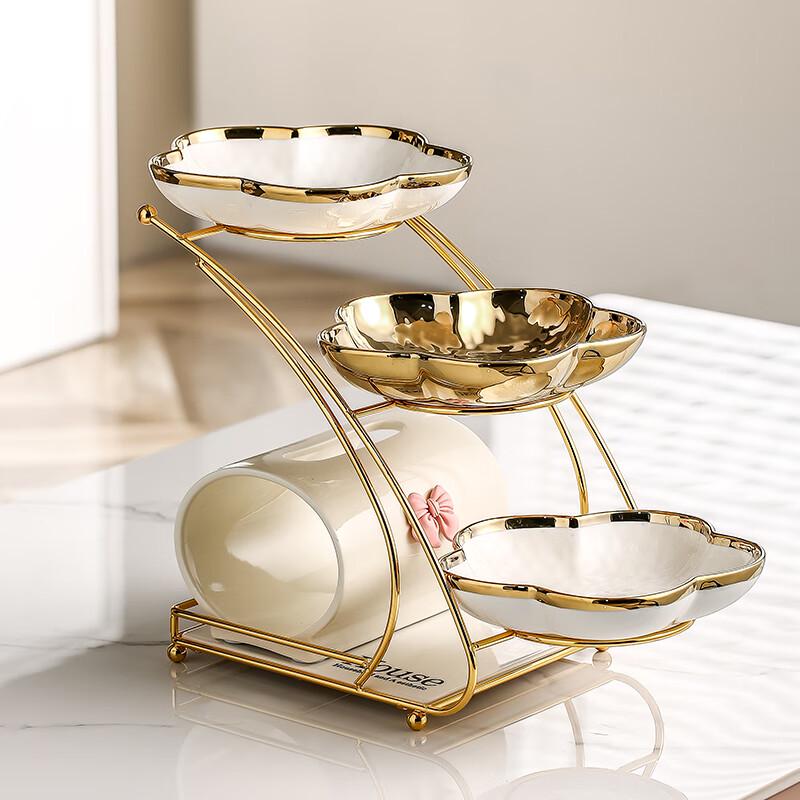 Naijiang Light Luxury 3-Tier Ceramic Fruit Plate Set