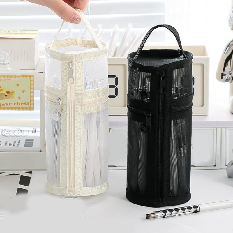 Large Capacity Pencil Bag Cylindrical Pencil Case Pen Pouch Clear Pencil Pouch Pen Case School Office Supplies
