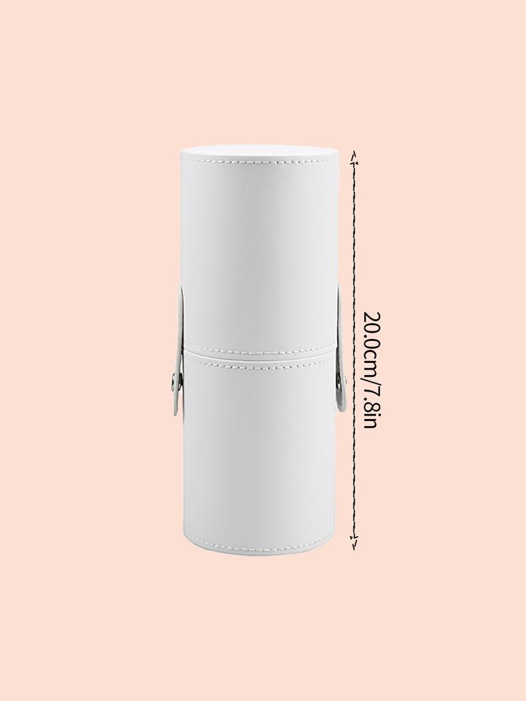 1pcs portable push-button PU leather makeup brush storage bucket with lid large capacity desktop travel makeup storage tool