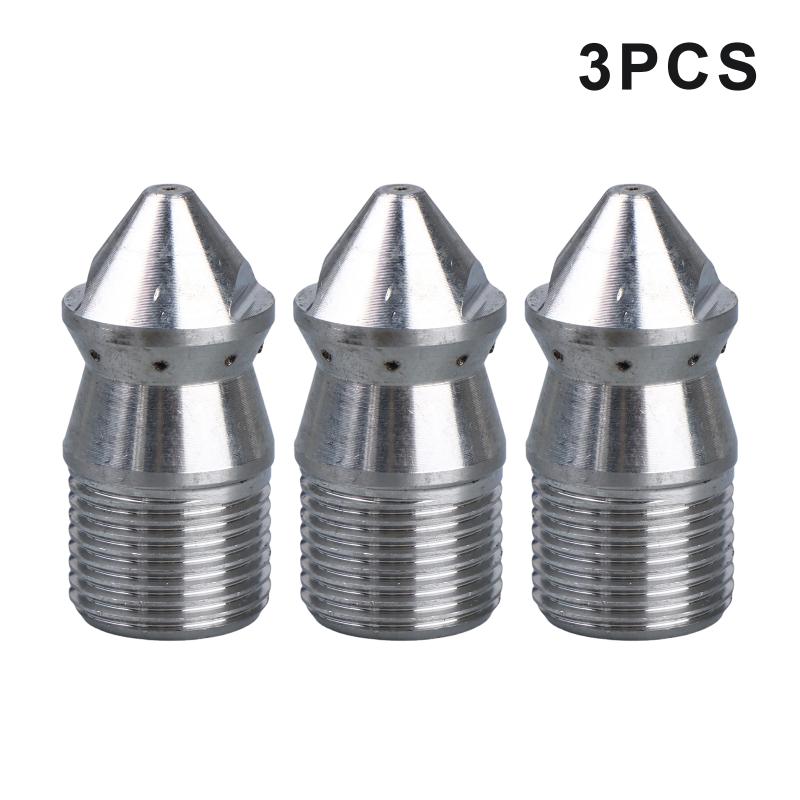 Rear Hole Cleaning Nozzle, Pressure Washer, Drain Sewer, Pipe Spray Nozzle, Rotary Clearning Nozzle, 3/8 "