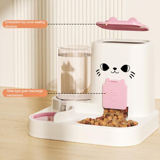 Кормушка для кошек и собак Диспенсер для воды 1,8 л Кормушка для еды 0,8 л Диспенсер для воды с герметичной крышкой Не содержит БФА Миска-кормушка для мелких питомцев для кошек и маленьких собак