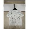 2026 Spring/Summer Rhinestone Bird & Flower Embroidered Short Sleeve Knit Top