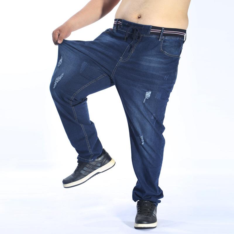 Plus Size Jeans, High Waist, Stretch and Fat, Plus Size Loose Straight Denim Trousers