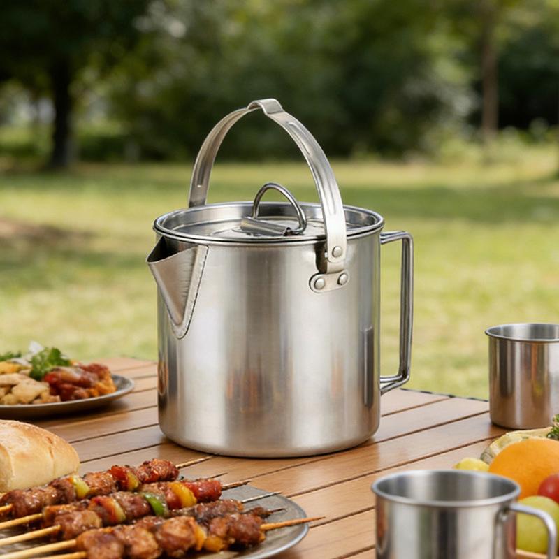 Outdoor Pot Coffee Maker Kettle Portable Lightweight Camping Cooking Pot 1.2L Cup For Camping Hiking Backpacking Boiling Water