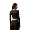 Calvin Klein Sport Jacquard Riemen Enges Crop Trainings-Lauf-Langarm-T-Shirt Damen Tops Space-Black GWS4K262