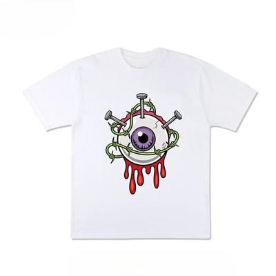 2025 Summer and Autumn Devilish White Big-eye Printed T-shirt Loose and Casual Short-sleeved Men's and Women's Sportswear Top
