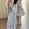 French Loose Age-reducing Dress for Women's Summer Foreign Style Age-reducing Gentle Temperament Lace-up Thin Floral Dress Wholesale