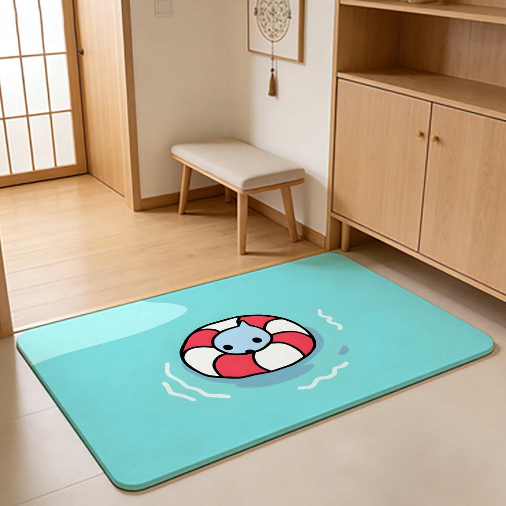 ANIME Q-Qoo Floor Mat Absorbent Floor Mat Non-Slip Entrance Rug for Bathrooms Restrooms and Toilets