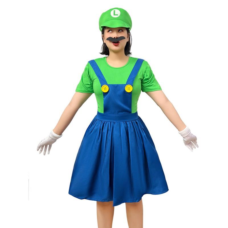 Mario Princess Peach Cosplay Costume Set Couples Halloween Party Outfit Sweet Game Theme Dress With Accessories