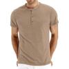 New Men T-shirt Henry Neck Fashion Design Slim Fit Solid T-shirts Male Tops Tees Short Sleeve T Shirt For Men