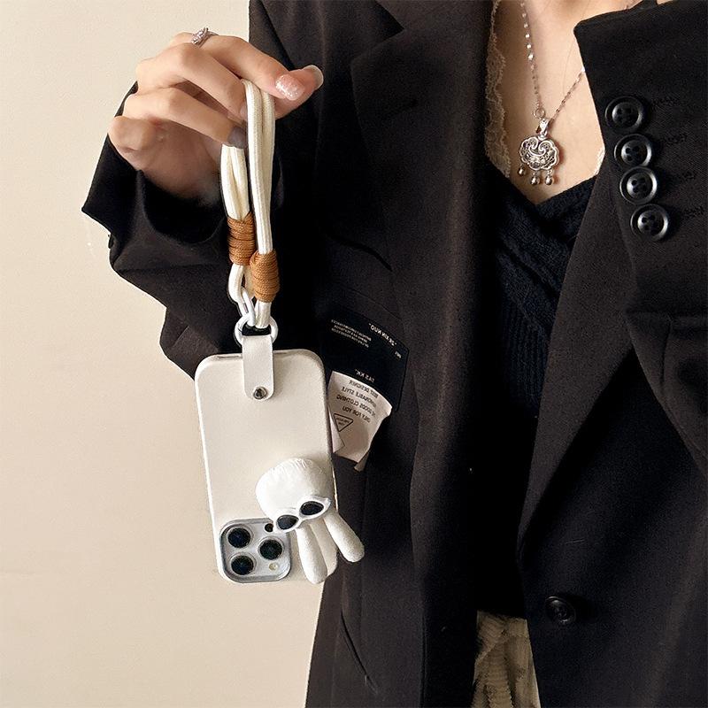 For IPhone16promax Glasses Puppy Portable Rope 17 Mobile Phone Case for Apple 15plus Silicone Female New Model