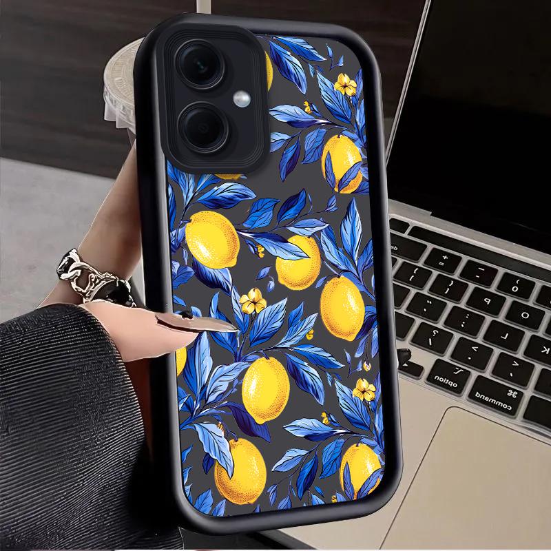 Blue Leaf Lemon Case for Xiaomi Redmi Note 14 13 12 Turbo 11S 4G 11 10 Pro Plus 9 14C 13C 12C 9C A2 A1 Soft Silicone Cover Funda