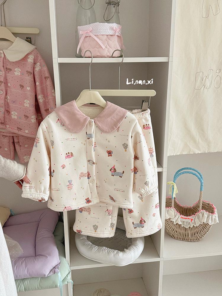 Girls' Winter Fleece-Lined Pajama Set - Comfortable & Warm 2025 New Style