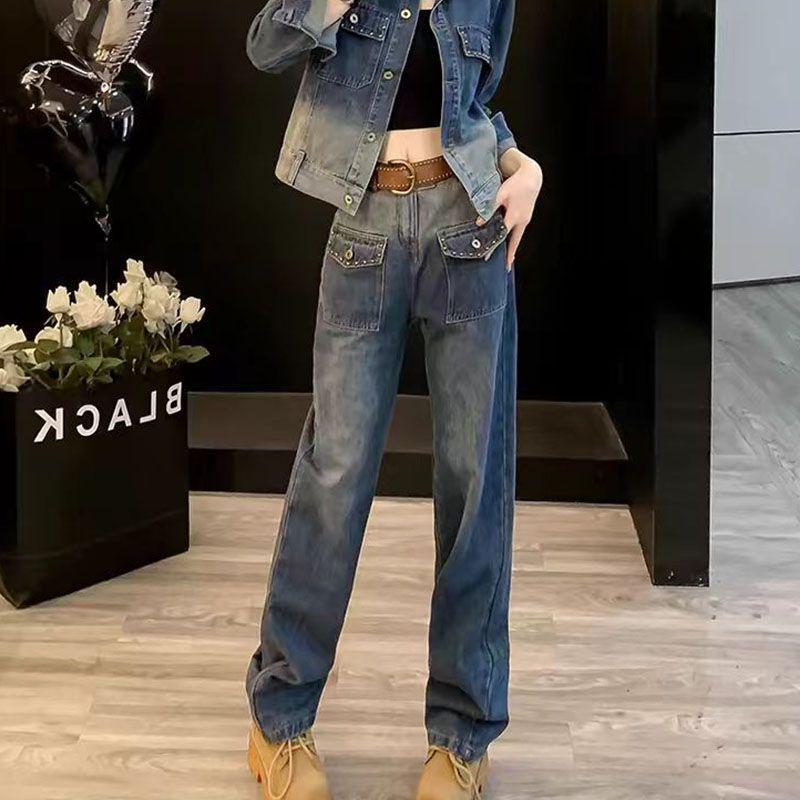 Premium Denim Jacket & Jeans Autumn Set: Fashionable Casual Two-Piece Ensemble