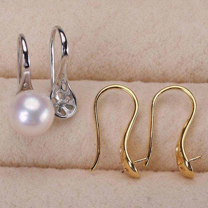 

S925 Sterling Silver Silver Earrings Accessories Pearl Ornament DIY Handmade Large, Medium and Small High Heels Ear Hook Earrings Small size Gold Pair-No Beads