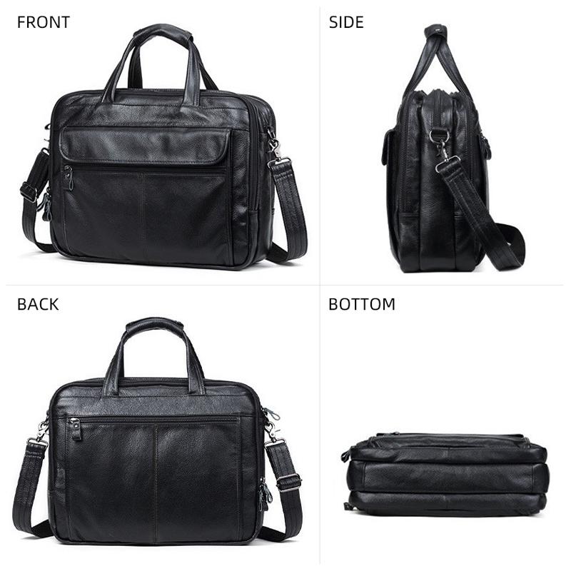 Genuine Leather Bag Leather Men's Bag, Business Briefcase, Retro Men's Messenger Handbag, 15.6-inch Leather Computer Bag