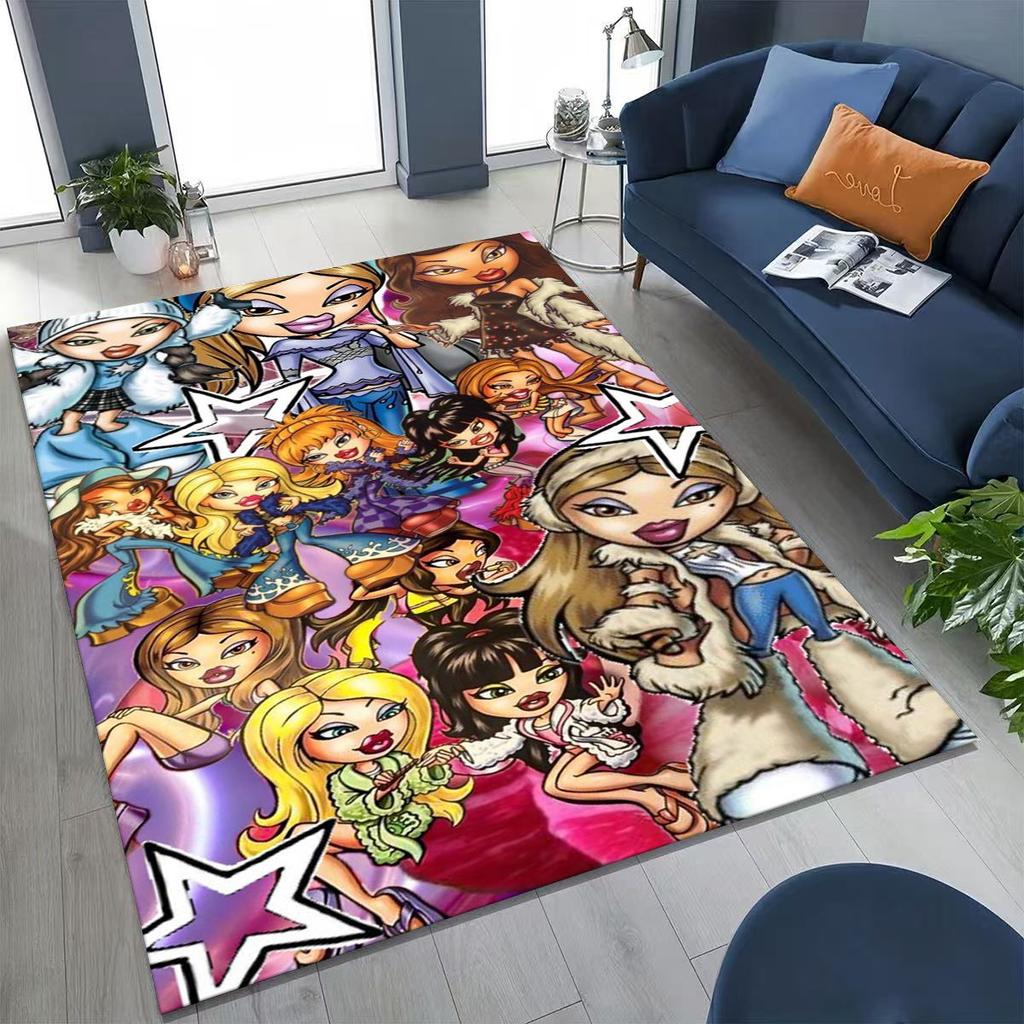 Fashion Girls Bratz Doll Cartoon Art Rug for Bedroom Living Room Sofa Home Doormat Decor,Large Kids Play Non-slip Floor Mat Gift