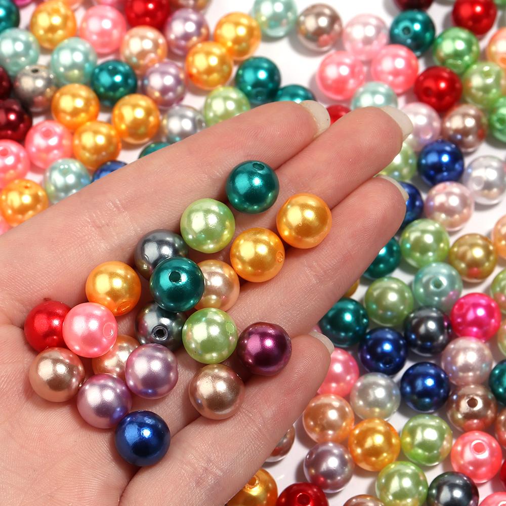 50-1000pcs/Lot 3/4/5/6/8/10/12mm Round Acrylic Plastic Beads ABS Imitation Pearl Beads Loose Spacer Bead For Jewelry Making