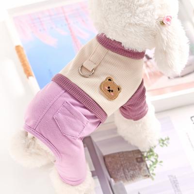 Splicing Pet Small Dog Clothes Spring, Autumn and Summer Thin Four-legged Four-legged Pants Can Be Towed