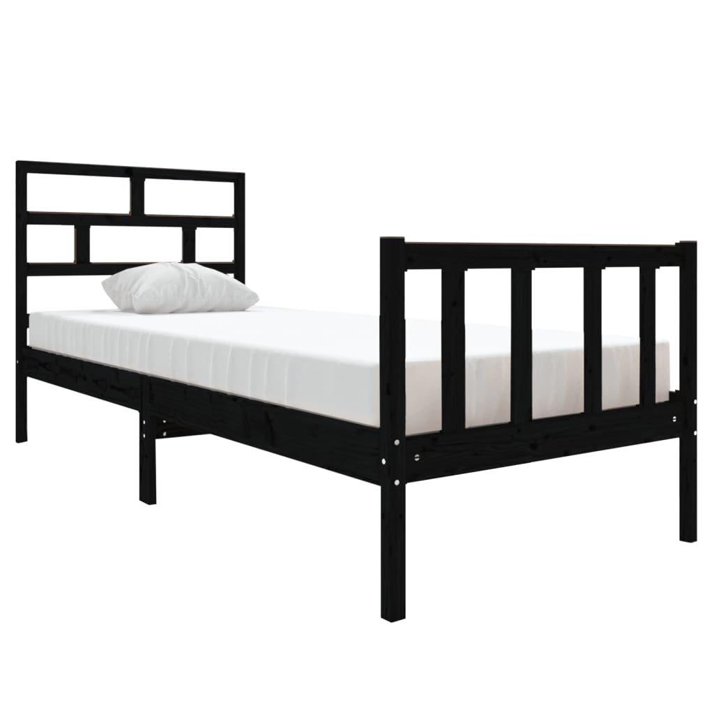 Solid Wood Bed Black Pine 75 x 190 cm