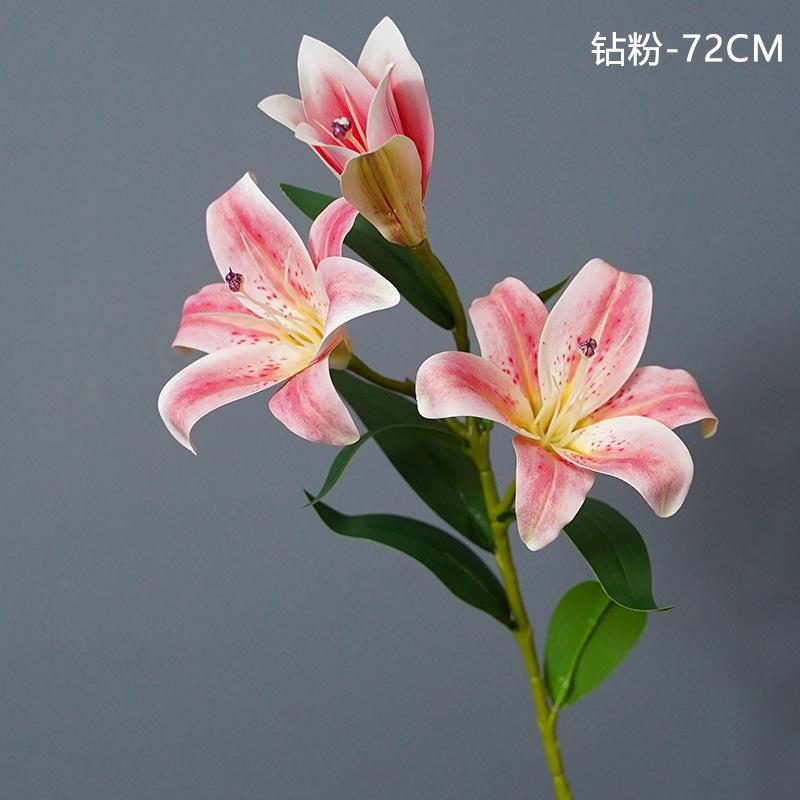 New high-luxury 3D small lily simulation flower, light luxury home decoration 3 lilies