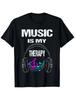 Men's Music Is My TShirt Music Note & Sound Wave Graphic Design Comfortable Crew Neck Athletic Fit C