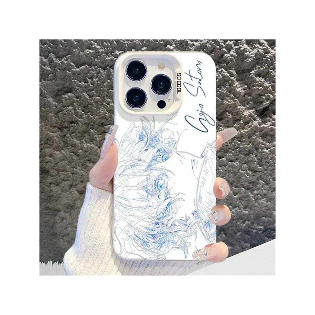 Jujutsu Kaisen Gojo Satoru Skizzenkunst Klare TPU Handyhülle für iPhone 15 Pro Max & Samsung Galaxy S24 Ultra, Stoßfeste Hülle