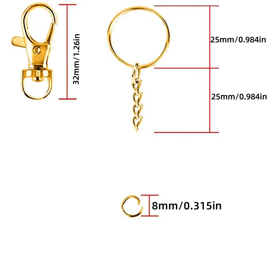 90Pcs/Set Key Chain Rings Pendants Keychain Hardware Key Hooks with Key Rings and Jump Ring DIY Crafts Keychain Making Supplies