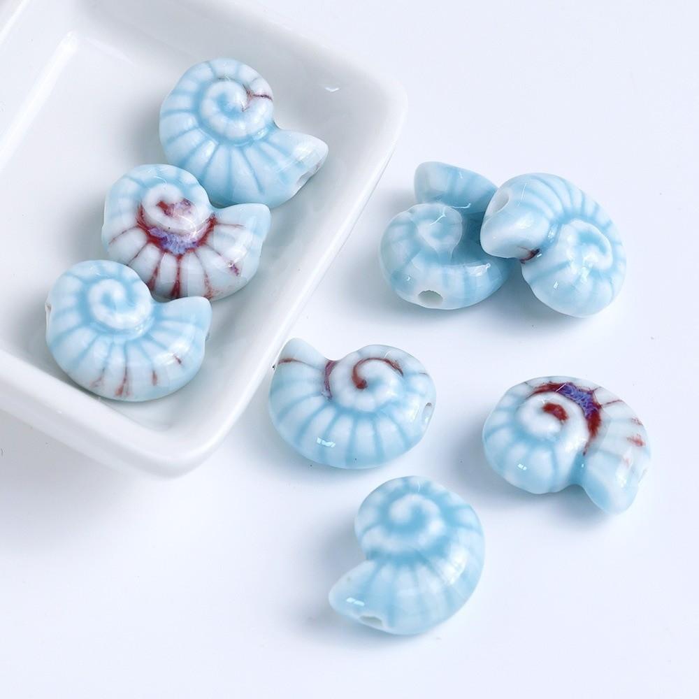 Glazed Snail Ceramic Beads Retro DIY Jewelry Making Pendant Conch Spacer Porcelain Beads Craft