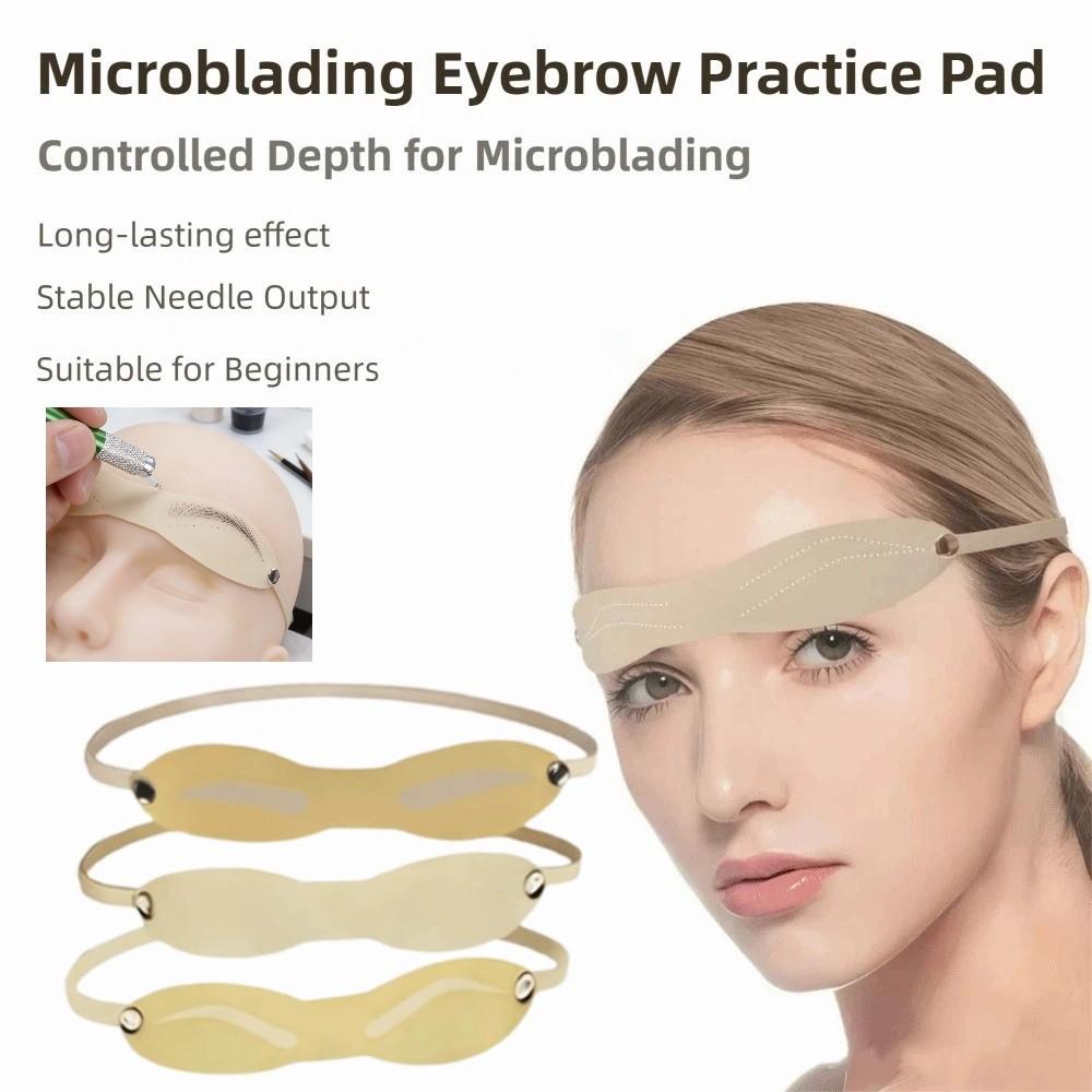 3Pcs Head-Mounted Microblading Practice Skin Wearable Eyebrow Practice Band Academy Use
