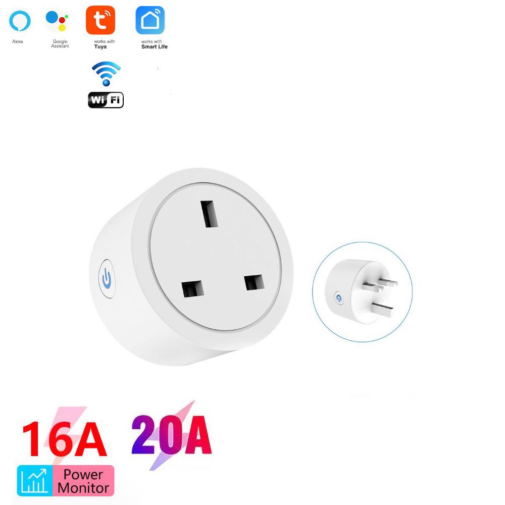 

Tuya WiFi Smart Socket UK Standard - Mobile Timer & Remote Control, 16A/20A EU Plug Shell