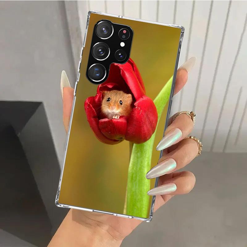 Cute Lovely Pet Hamster Phone Case for Samsung Galaxy S26 S24 S23 Ultra S25 Edge S22 S21 Plus S20 FE + Soft Print Shell Funda Ga