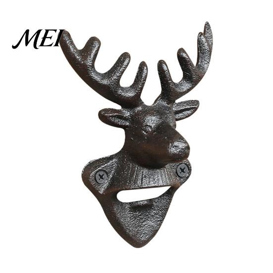 Animal Shape Bottle Opener Elk Cow Head Opener, Wall Mounted Beer Cap Heavy Duty Cast Iron Remover, Rustic for Home Bar, Industrial Decor