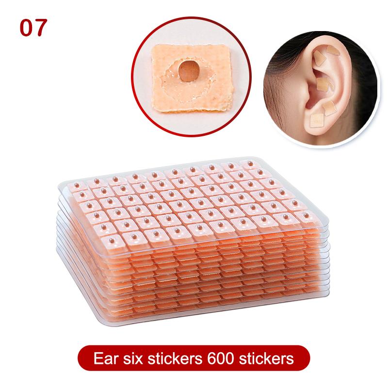 

600 Пластирів Догляд за вухами Червоний Бяньши Масаж вушної акупунктури Голка Пластир Насіння Наклейка Вушний Аурикулотерапія Набір 7