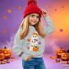 Kids' casual long-sleeved sweatshirt with Halloween print, suitable for holiday parties and everyday wear.
