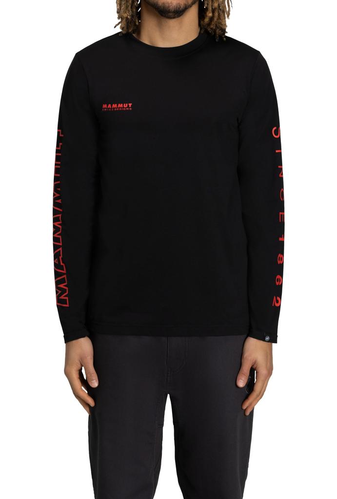 Mammut QD Logo Print Long Sleeve T-shirt, Asian Fit, Men's, Size S, Black/Red, PRT3