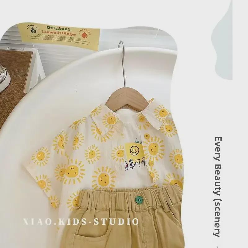 Dětské letní květinové košile – trendy plážový styl s krátkým rukávem pro chlapce