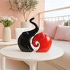 Home Decor Lucky Charm Elephant Couple | Piano Finish Ceramic Figures- (Set of 2 Piece, Red & Black)