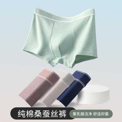 AAA Antibacterial Soft Pure Cotton | Men's Mulberry Silk Blended Flat Corner Underwear