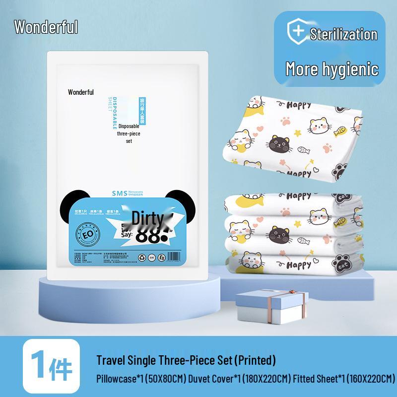 Odporny na podróże jednorazowy 4-częściowy zestaw pościeli: Prześcieradło włókninowe, Poszwa na kołdrę, Kołdra pyłoszczelna dla hoteli, Rozmiar podwójny