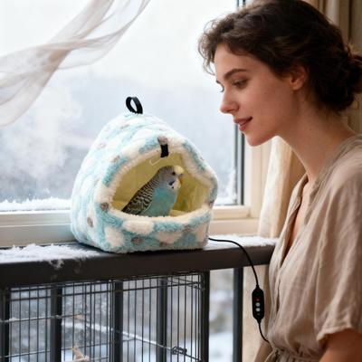 Bird Warmer Plush Hammock Cave Bed Winter Warm Bird Bed For Lovebird Conure Canary Bunny Guinea Chinchilla Parakeet Cockatiel