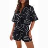 Summer Print Casual Loose Two Piece Set Shirt Women Fashion Plus Size Shorts Sets Beach Holiday Simple 2 Piece Suit Women Blouses Tops 24348