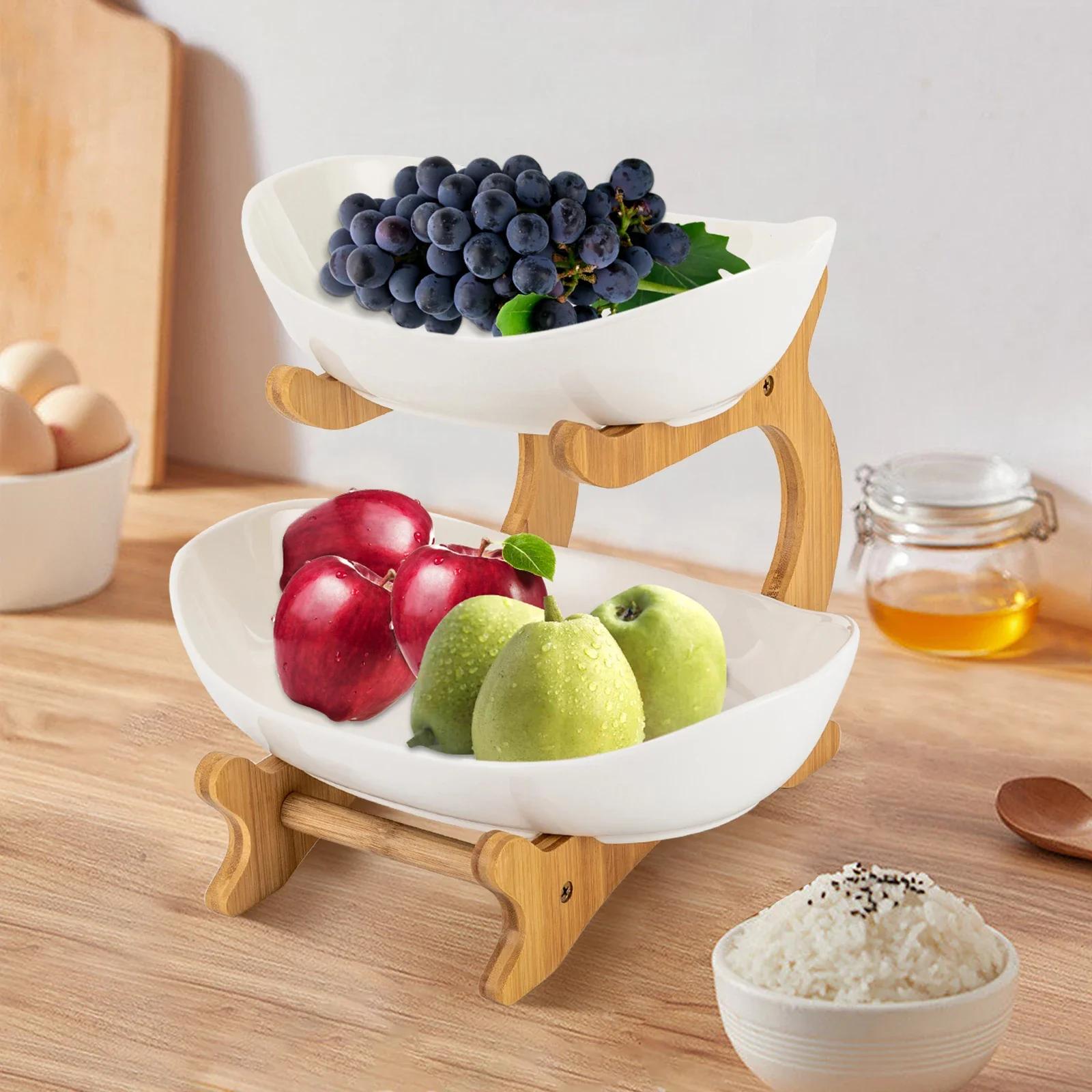 

Bymaocar Anti-slip Fruit Basket Rack,Ceramic Bread Vegetable Bowl Stand Fruit Holder,Home Decor Accessories With Heightened Foot белый