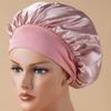Faux Silk Satin Stretch Sleep & Shower Cap - Narrow Brim Round Cap for Hair Care