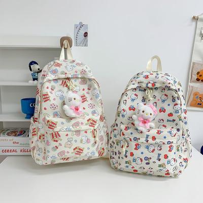 New Casual Backpack Korean Style Ins Simple Backpack Cute Printed Girl Large Capacity Lightweight Student Schoolbag