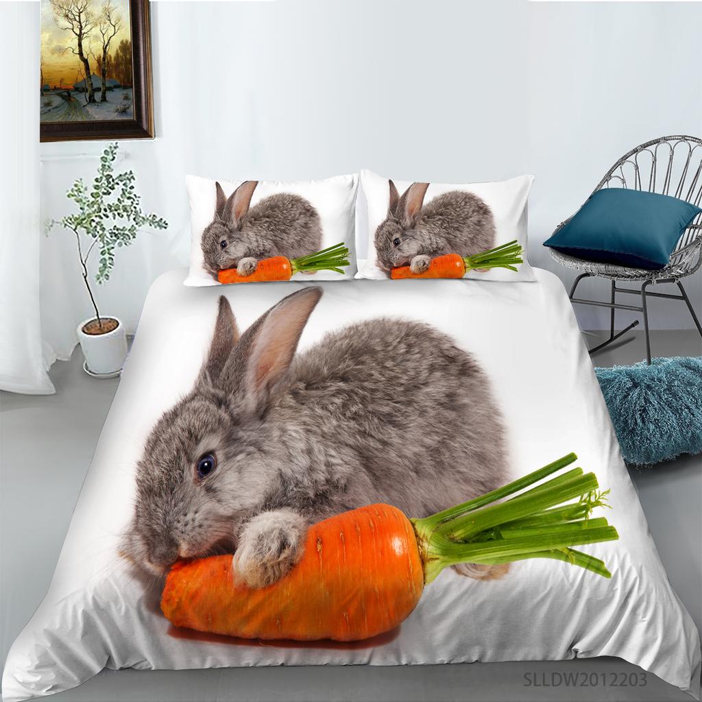 3D Easter Bedding Set Rabbit Down Duvet Cover 2/3 Pieces DE135 * 200 Animal Print Single Double Bed Soft Zipper Home Textile