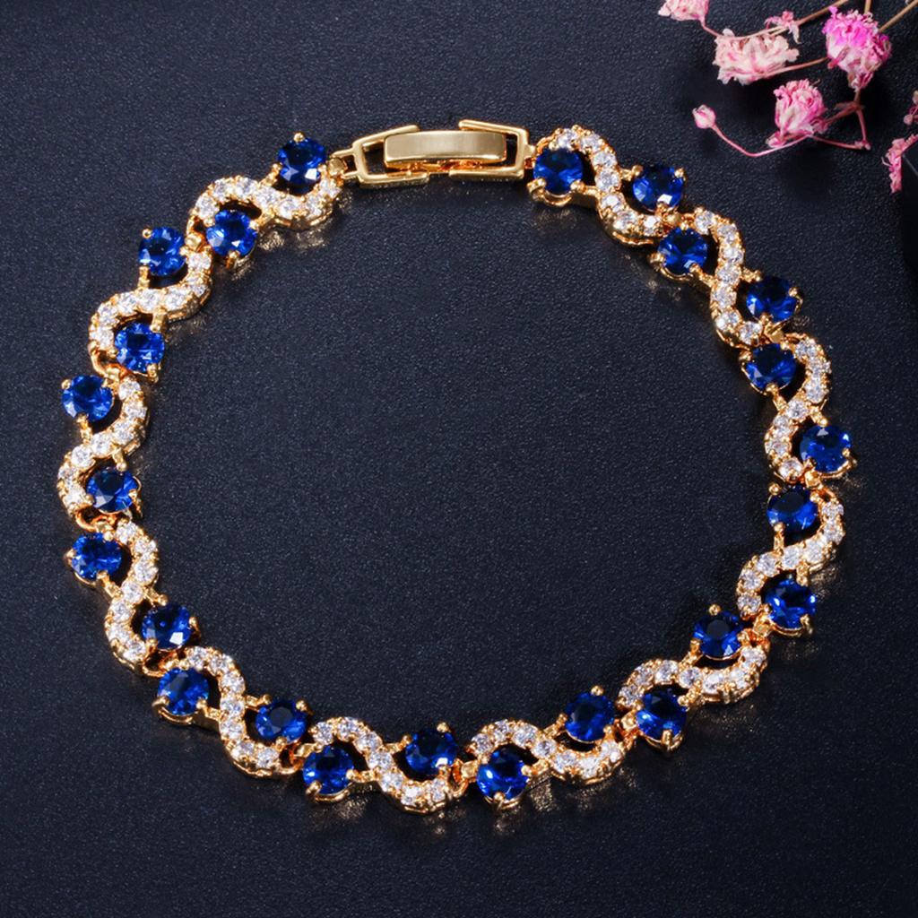Elegant Tennis Bracelet With Round Cubic Zirconia Stones For Women Simulated Diamonds Wristband Party Accessories